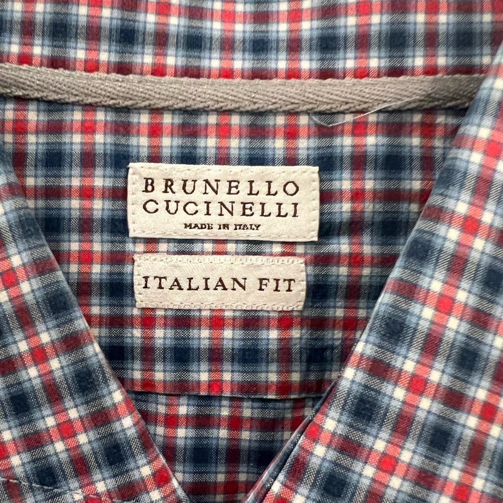 Authentic Brunello Cucinelli check shirt Italian Fit